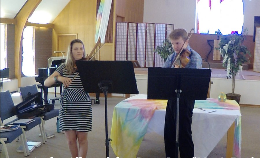 Students performing in a recital