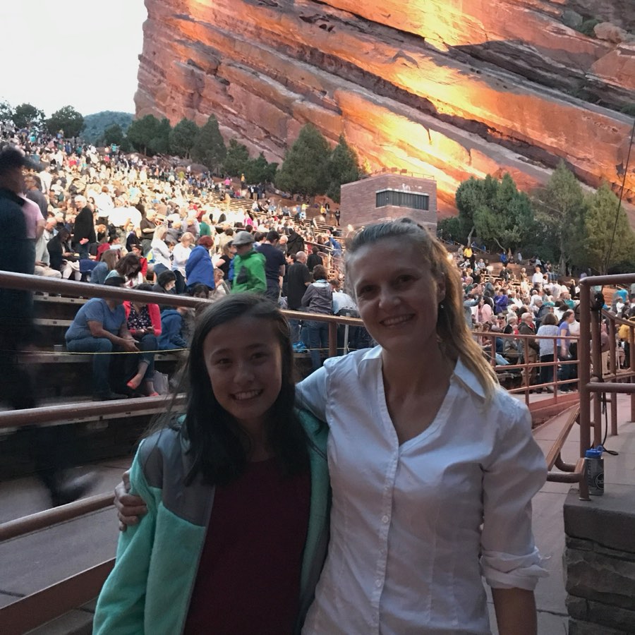 Brightin Rose Schlumpf with a student at Red Rocks